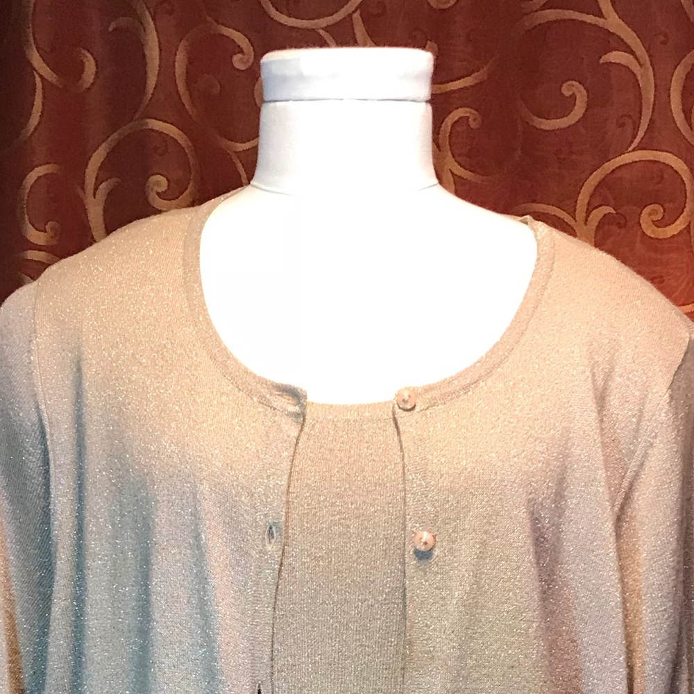 Subtle Lame’ Knit Sweater Set—Tank&Cartigan